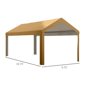 "2 Car <b>Canopy</b> Replacement 10x20ft Beige PVC Carport <b>Roof</b> UV Resistant for 84C 378V00 & 84C 206 Series" - Product Image 3