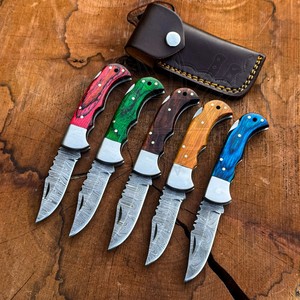 Free Personalization Factory Direct Hand Forged Damascus Steel Folding Knife Back <b>Lock</b> Razor Sharp Clip Point Custom Handle Bulk - Product Image 1