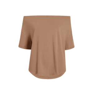 Vente en gros de t-shirts décontractés à épaules dénudées pour femmes chemisier à manches courtes de couleur unie broderie écologique t-shirt teint uni - Product Image 5