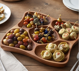 Assiette de service en bois faite à la main, forme irrégulière, design minimaliste, assiettes en bois naturel poli pour la maison, les mariages, les événements, les restaurants - Product Image 5