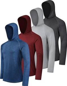 Men's Winter Athletic Cotton Blend Fleece Hoodies Solid Pattern Knitted Weaving Lined Moisture Wicking - Product Image 4