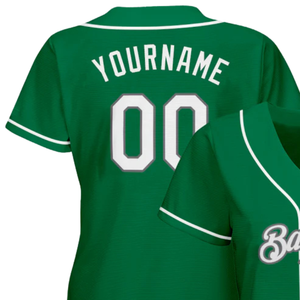 Maillot de baseball vert, blanc et gris pour homme – Uniforme d'équipe boutonné, respirant, léger, pour tournois sportifs - Product Image 3
