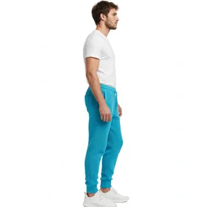 <b>Men</b> Turquoise Blue Jogger Sweatpants Elastic Waist Drawstring Cuffed Ankle Casual Track <b>Pants</b> Soft <b>Lounge</b> Wear Custom Logo OEM - Product Image 2