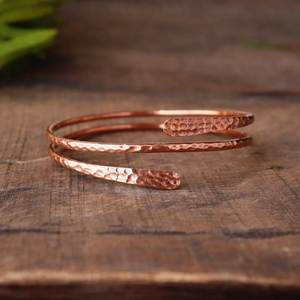 Hammered <b>Copper</b> Cuff Bracelet Vintage Style Unisex Jewelry Gift for Women Men - Product Image 2