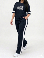 OEM ODM Logo personnalisé Ensemble 2 pièces pour filles et adultes, hiver, écologique, léger, uni, T-shirt oversize et pantalon large respirant