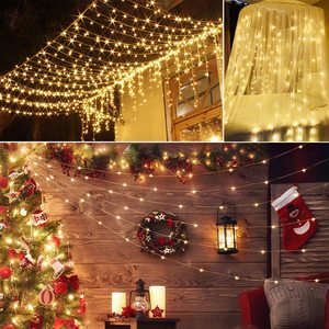 1pc 3m 300LED stringa di luce della tenda 8 modalità di luce a distanza IP44 impermeabile per la festa in giardino per la decorazione del cortile del nuovo anno di Natale - Product Image 2