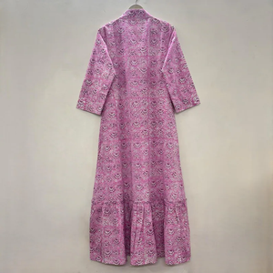 Vestido Casual Midi para Mujer, Tejido 100% Algodón, Liso, Manga Corta, Cintura Imperio, Estilo Babydoll, Cuello en V, Holgado, Funcional - Product Image 2