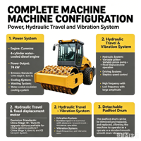 Rouleau compresseur hydraulique à tambour unique de 8 tonnes pour la compactation des fondations en asphalte
