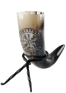 Vendedor Confiable Vende Cuerno Vikingo Tallado a Mano para Beber Cerveza, el Mejor Artesanía Natural Pulida con Soporte - Product Image 2
