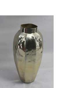Vase en métal argenté martelé fait main, à facettes cannelées, pot à fleurs haut de gamme, décoration de table de luxe pour la maison, l'hôtel, le salon, centre de table - Product Image 1