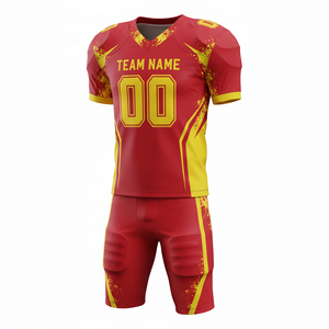 Ensemble de maillot et short de football américain personnalisé, sublimé, respirant, avec logo sur le devant, 100 % polyester, antibactérien - Product Image 5