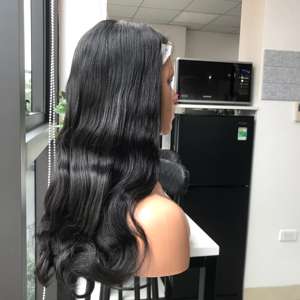 Superbe qualité 18 pouces Body Wave Soft HD Lace 5by5 Fermeture Perruque en cheveux humains réels avec extensions de cheveux vietnamiens raides en os - Product Image 4