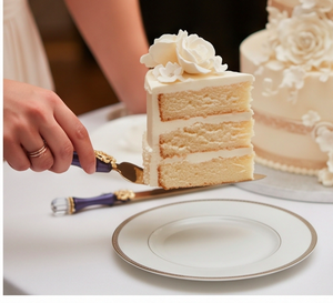 Ensemble de service à gâteau bleu royal avec poignée ornée de bijoux, finition dorée en acier inoxydable, pour mariages et occasions spéciales - Product Image 5