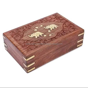 2024 haute qualité Style traditionnel palissandre bibelot bijoux stockage organisateur boîte sculpté boîtes en bois - Product Image 1