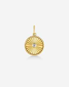 14K <b>Solid</b> <b>Gold</b> Fluted Round Cut Lab Grown Diamond <b>Pendant</b> Or Charm Bezel Set Minimalist Delicate Dainty Custom Jewelry Wholesale - Product Image 3
