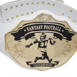 Ceinture de Champion de Fantasy Football Personnalisable en Cuir Blanc avec Plaque Dorée pour les Vainqueurs et les Collectionneurs - Product Image 5