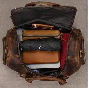 Bolsa de Viaje de Cuero Vintage, Bolsa de Gimnasio, Bolsa de Fin de Semana, Bolsa de Gran Capacidad con Cierre, Bolsa de Hombro, Bolsa de Mano, Bolsa de Cuero para Fin de Semana - Product Image 6