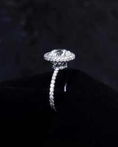 925 Sterling Silver Moissanite Engagement <b>Ring</b> Halo Wedding Band Round Brilliant Cut Women Jewelry - Product Image 2