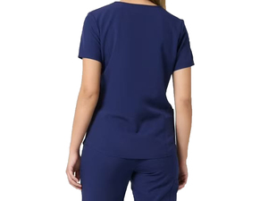 Women's Navy Blue V-Neck <b>Scrub</b> Top With Front Pockets Hospital <b>Uniform</b> Cotton Polyester Fabric Most demanding product - Product Image 3