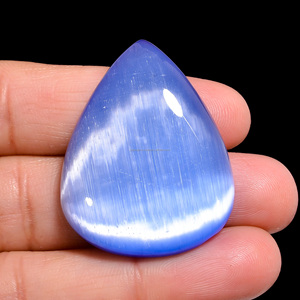 Wholesale FAIJAN GEMS Natural Blue <b>Cat</b> Eye Beads Multi Color Cabochon for Jewelry Making Loose Strands From Rajasthan - Product Image 2