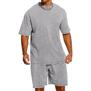 Men Acid Wash Summer <b>Set</b> Soft Lightweight Two Piece Outfit Breathable Acid Wash Fabric For Beach Vacation Outdoor Adventures - Product Image 4