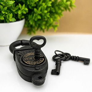 Padlock Black Solid Design Best Quality Antique <b>Locks</b> Iron Padlock & Keys Vintage Style <b>Lock</b> in Working Condition Home Villas - Product Image 3