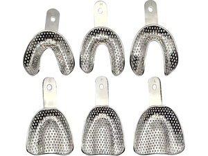 Juego Profesional de 6 Bandejas Metálicas Perforadas de Acero Inoxidable para Impresiones Dentales (Pequeñas, Medianas, Grandes) - Product Image 1