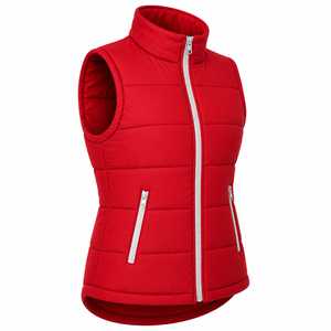 Wholesale <b>Women</b> <b>Sleeveless</b> Puffer Vest Stand Collar Padded Zip Pockets Solid Color Custom Winter Warm Polyester/Nylon Bodywarmer - Product Image 4
