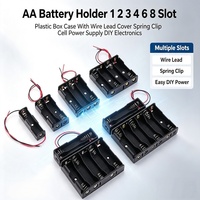 Soporte para pilas AA FYX, caja de plástico con 1, 2, 3, 4, 6 u 8 ranuras, con cable, cubierta y clip de resorte, fuente de alimentación para electrónica DIY