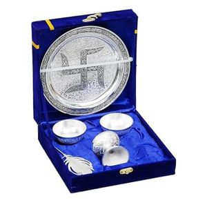 Ensemble de thali de prière Meenakari en laiton pur, artisanal et exclusif, assiette traditionnelle indienne pour l'Aarti, idéal pour Diwali, les mariages et le mandir familial - Product Image 3