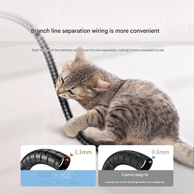 PE Spiral Wrapping Cable Management Sleeve Cord BundlerEasy Wire Wrap Organizer with Zipper for Protecting Cables