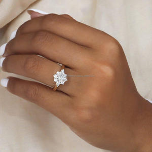 Igi/gia แหวนแต่งงาน/แหวนหมั้นเพชรแบบวินเทจ14K สีเหลืองและสีขาวทองสำหรับผู้หญิงเหมาะสำหรับเป็นของขวัญงานครบรอบ - Product Image 4