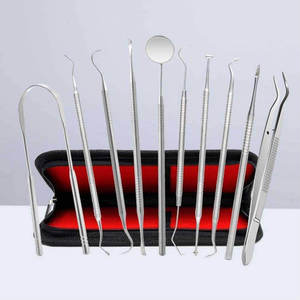 leather <b>case</b> packing Dental Cleaning Kit Hot Sale steel Oral Hygiene Composite Material dental set instruments By Grip surgical - Product Image 1