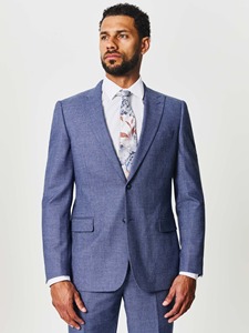 Ensemble de costume d'affaires bleu en laine et polyester pour homme, simple boutonnage, col à revers, infroissable, coupe classique, style britannique - Product Image 1