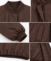 Blouson bomber léger et respirant pour femme, marron chocolat, hiver, poignets élastiqués, ourlet ajustable avec cordon de serrage