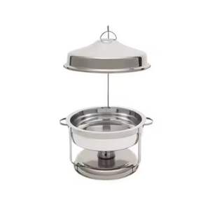 Plat de service rond en acier inoxydable avec couvercle relevable, chauffe-plat pour buffet, plat de service pour la restauration avec support, hôtel, restaurant - Product Image 1