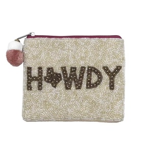 HOWDY Porte-monnaie brodé artisanal en perles de rocaille, fait main, avec couleur/taille personnalisée et logo sur mesure, cadeau pour femme - Product Image 1