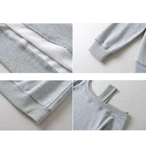Custom Logo Eco-Friendly Breathable Shoulder Casual <b>Jumper</b> Long Sleeve Slash Neckline Oversized Pullover Tops Sweatshirt Women - Product Image 5