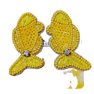 Pendientes bordados de diseñador para mujer, hechos a mano, venta al por mayor, joyería de cuentas de semillas multicolor, costura de moda multicolor - Product Image 6