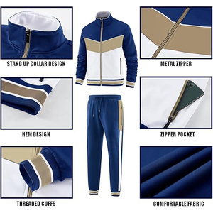 Rain Resistant Jacket And <b>Pants</b> Set With Adjustable Hood Hook And Loop Cuffs On Sleeves Windbreaker Tracksuit - Product Image 4