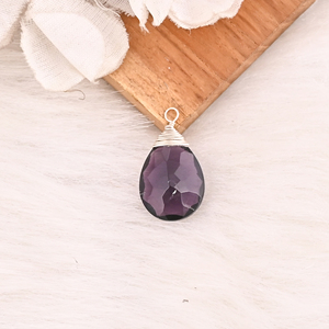Natural Amethyst Gemstone Bezel Setting Pear Shape <b>Wire</b> Wrap 925 <b>Sterling</b> <b>Silver</b> Pendant for Unisex - Product Image 5