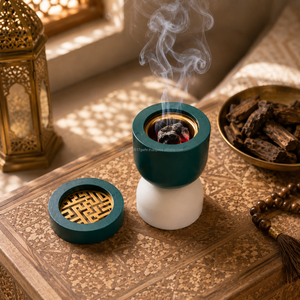 Brûleur d'encens arabe en bois Bakhoor Mubkhar avec insert en laiton et support à charbon pour Oud, pour parfum d'intérieur, vente en gros - Product Image 3
