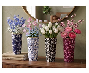 Premium Vantage Modern Luxury Fancy Metal Flower <b>Vase</b> With Enamel Sticker <b>Unique</b> Style for Home Decoration and Weeding Decor - Product Image 1