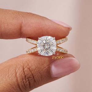 Cushion Cut Lab Grown Diamond Engagement <b>Ring</b> Sterling Silver Pave <b>Split</b> Shank Band Wedding Party Trendy 1 CT - Product Image 1