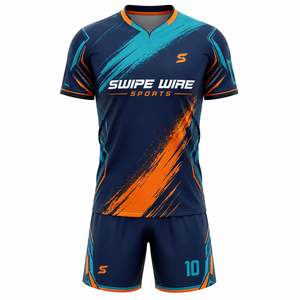 เสื้อฟุตบอลผู้ใหญ่แบบยูนิเซ็กซ์ โพลีเอสเตอร์ 100% พิมพ์ลายดิจิตอล ชื่อทีมและหมายเลข คอวี แขนสั้น ยืดหยุ่นได้ น้ำหนัก 140 กรัม ทรงปกติ - Product Image 5