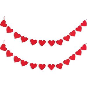 Ghirlanda di Cuori per San Valentino, Striscioni di Cuori in Feltro Rosso e Rosa, Ghirlande per Matrimoni, Anniversari, Caminetti - Product Image 3