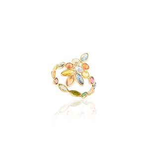 แหวนแต่งงานผู้หญิงประดับโอปอลและไพลินทรงมาร์คีส์ชุบทองคำขาว 14K - Product Image 3
