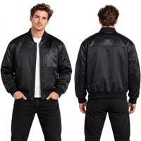 Veste en satin de soie jacquard noir et gris texturé sur mesure pour homme avec motif tissé au dos et coupe bomber moderne