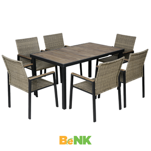 Ensemble de salle à manger extérieure au design minimaliste en osier pour cour école ferme appartement et entrepôt utilisation dans le jardin - Product Image 5