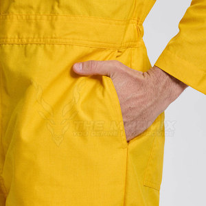 <b>Men's</b> Yellow Hi Visibility Breathable Quick Dry Reflective Safety <b>Overalls</b> Polyester Material Industrial Uniform - Product Image 3